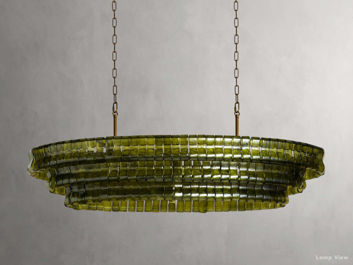 Ghiaccio Hooked Glass Oval Chandelier