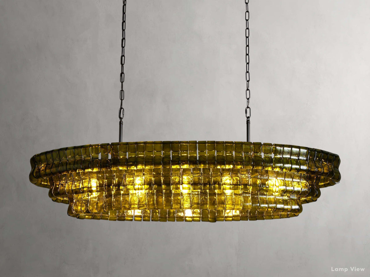 Ghiaccio Hooked Glass Oval Chandelier