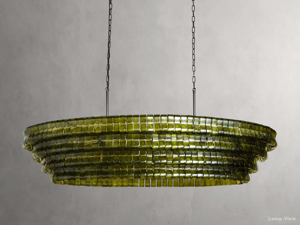 Ghiaccio Hooked Glass Oval Chandelier