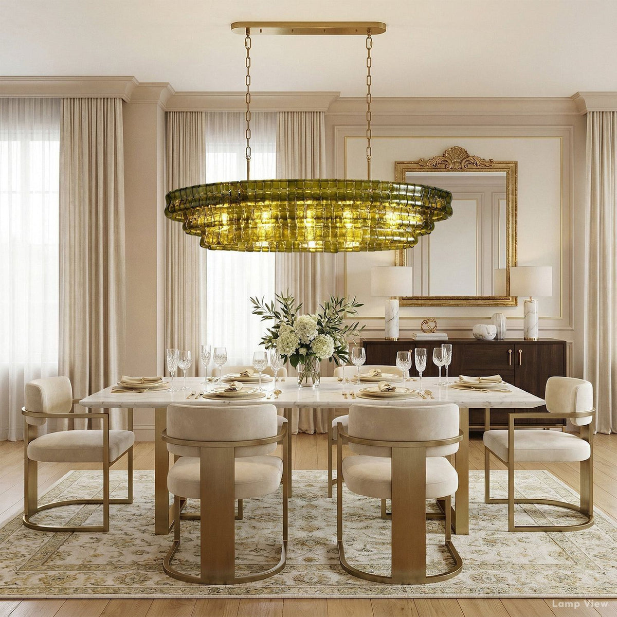 Ghiaccio Hooked Glass Oval Chandelier