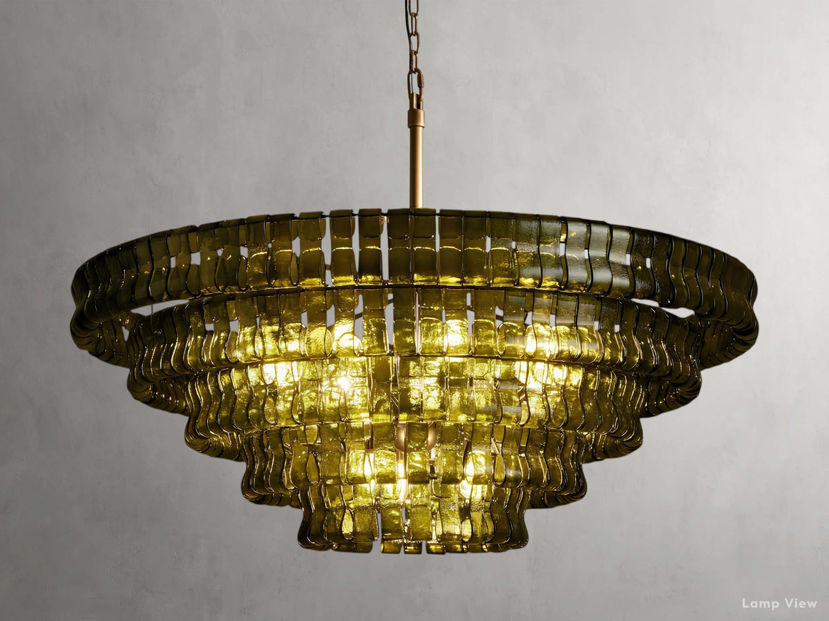 Ghiaccio Artisanal Glass Round Chandelier