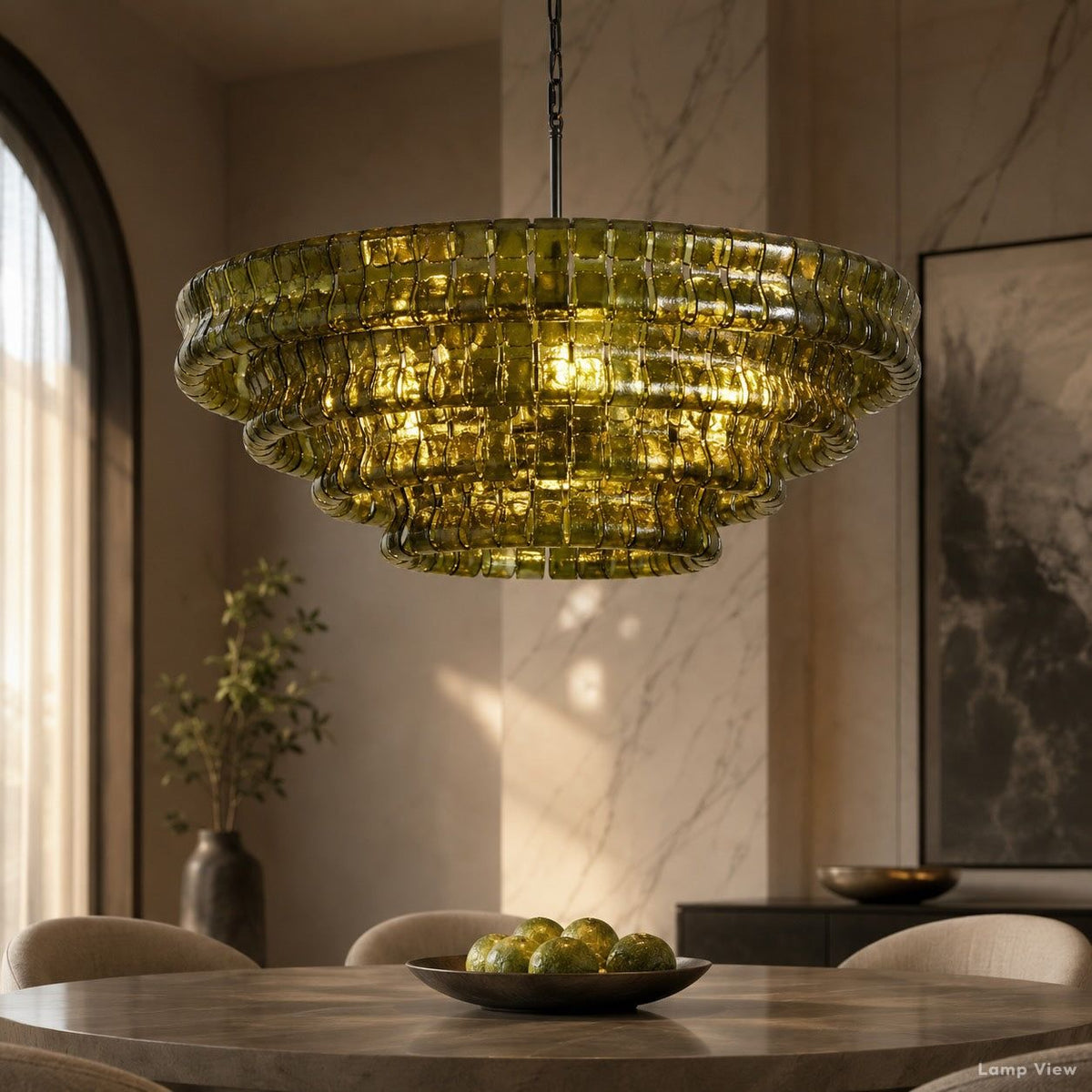 Ghiaccio Artisanal Glass Round Chandelier