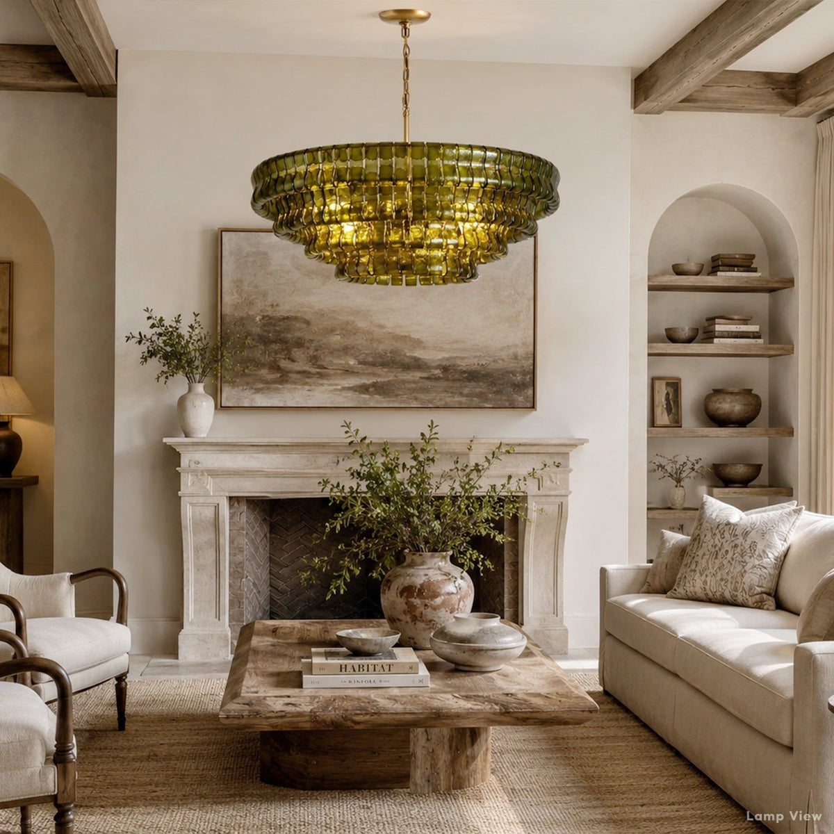 Ghiaccio Artisanal Glass Round Chandelier