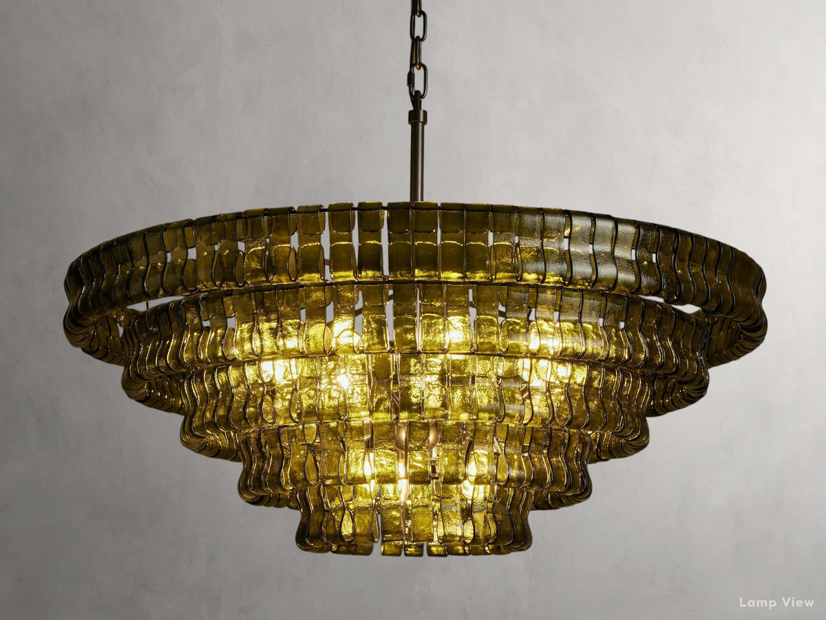 Ghiaccio Layered Glass Round Chandelier