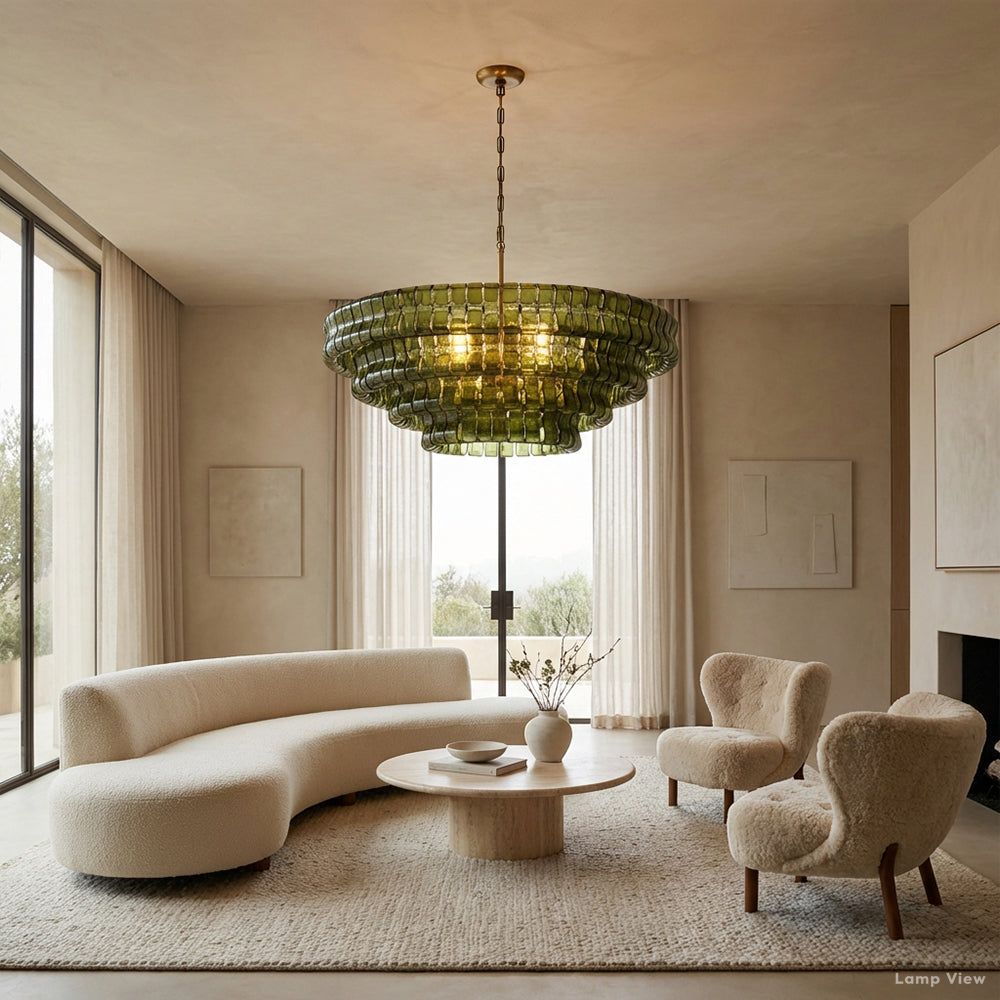 Ghiaccio Layered Glass Round Chandelier