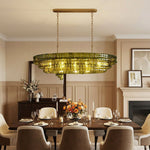 Ghiaccio Layered Glass Oval Chandelier