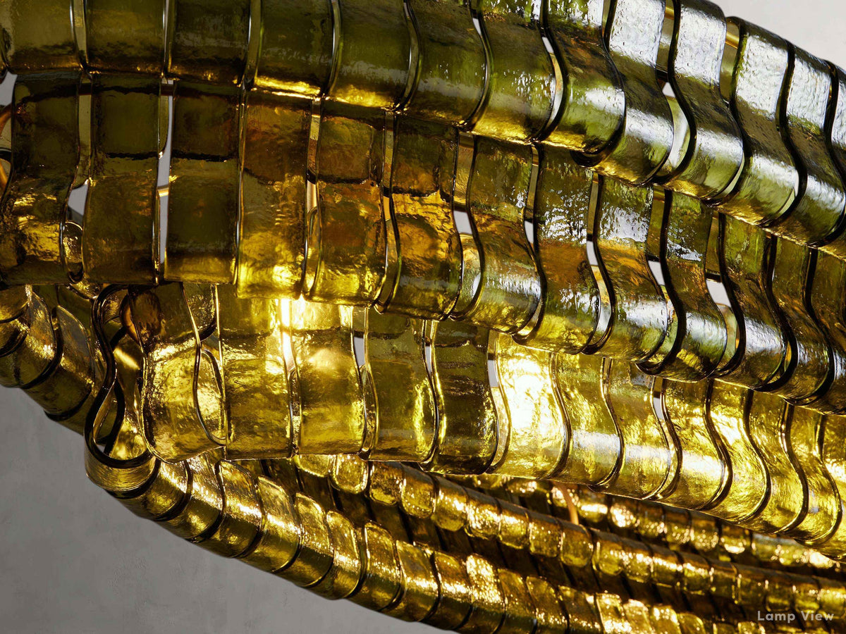 Ghiaccio Layered Glass Oval Chandelier
