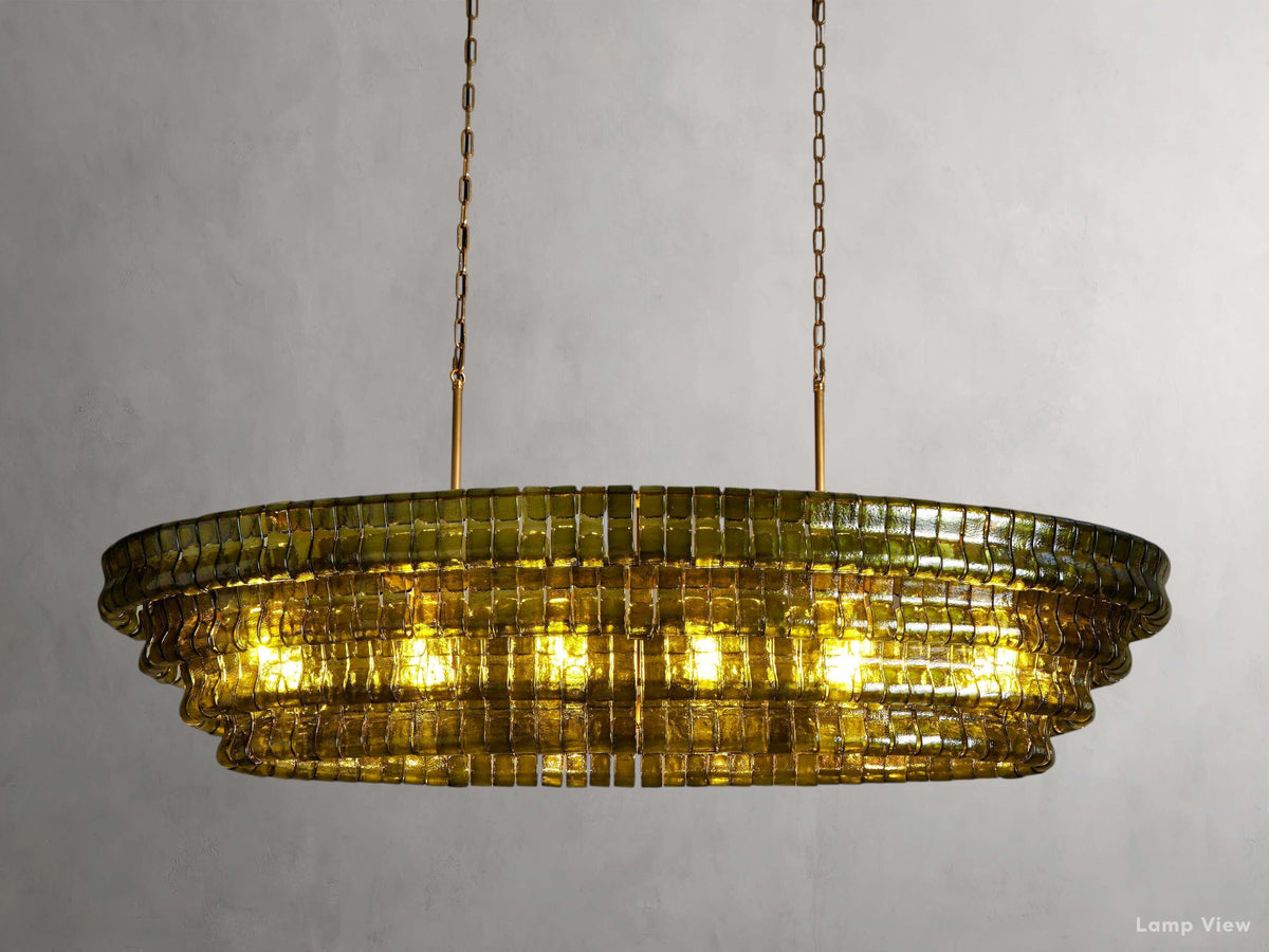 Ghiaccio Layered Glass Oval Chandelier