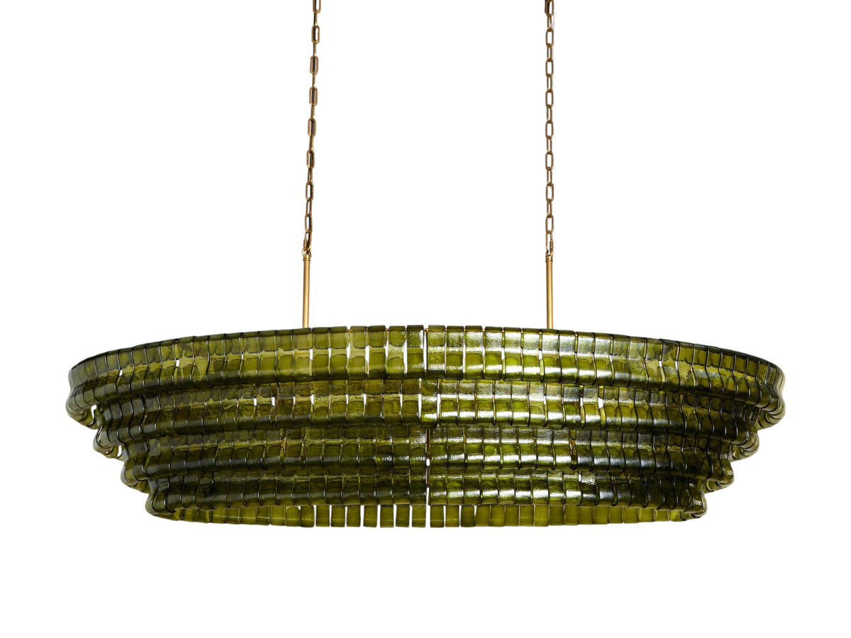 Ghiaccio Layered Glass Oval Chandelier
