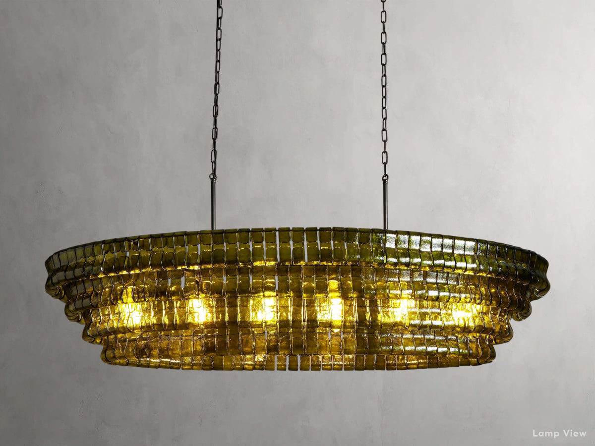 Ghiaccio Layered Glass Oval Chandelier