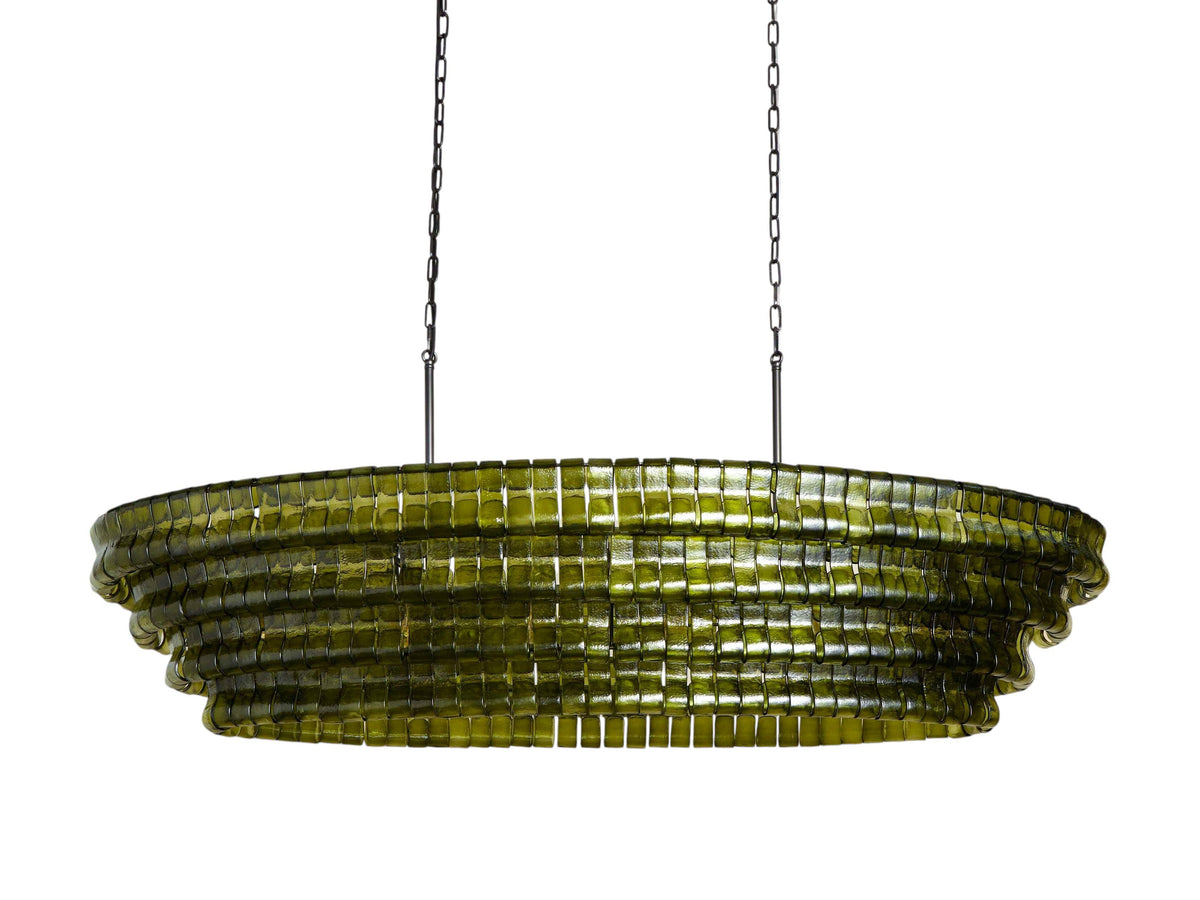 Ghiaccio Layered Glass Oval Chandelier