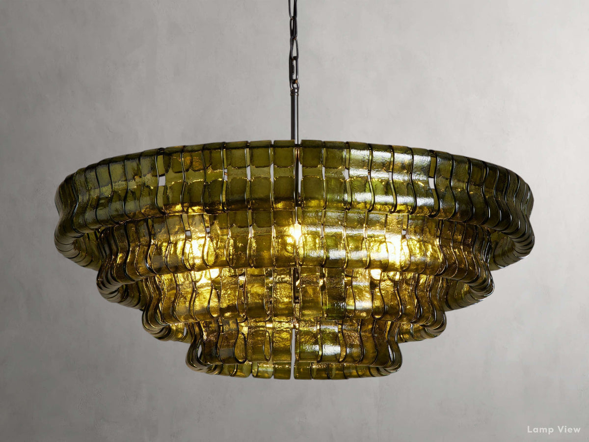 Ghiaccio Layered Glass Round Chandelier