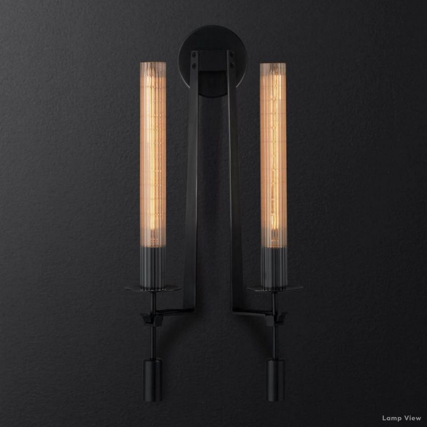 Fontanelle Modernist Glass Double Wall Sconce
