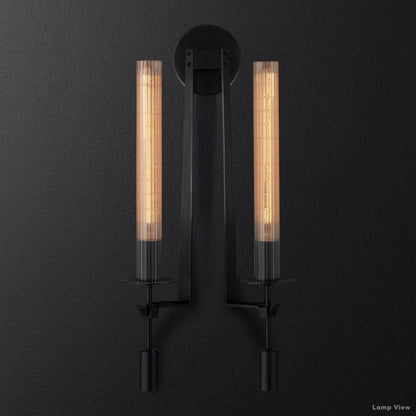 Fontanelle Modernist Glass Double Wall Sconce