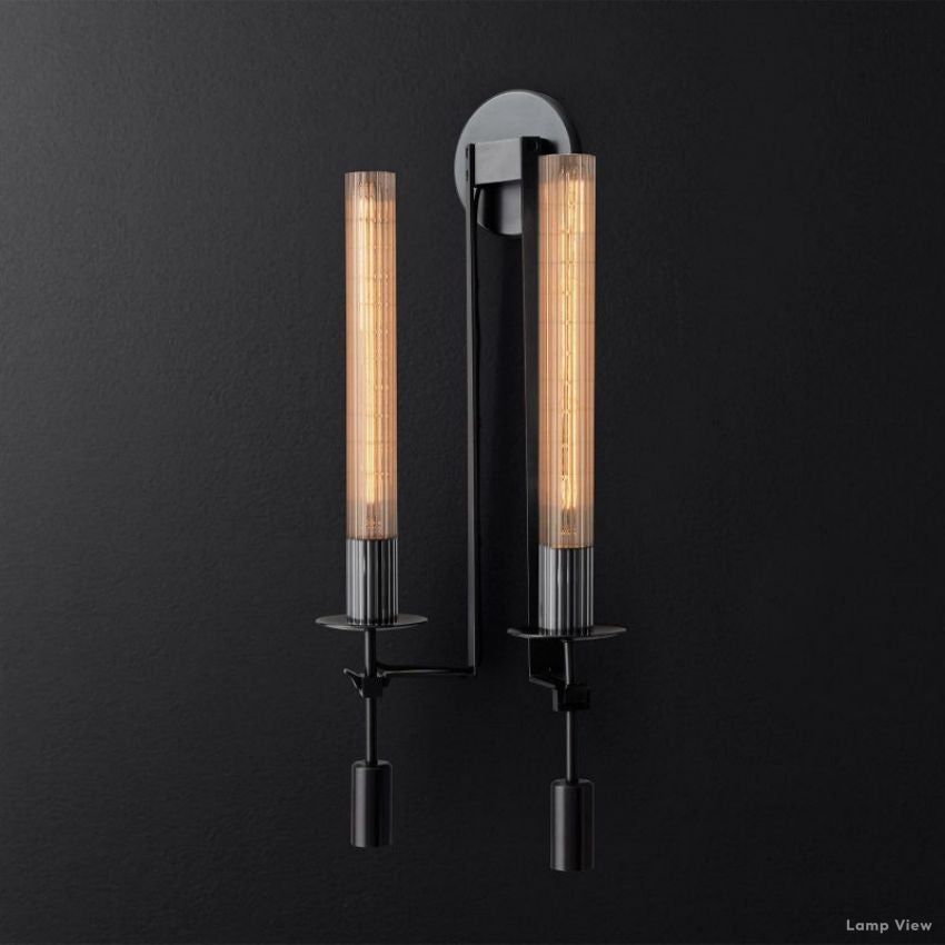 Fontanelle Modernist Glass Double Wall Sconce