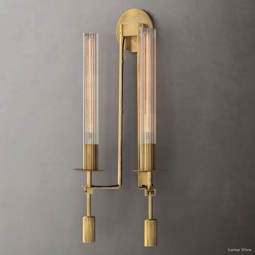 Fontanelle Modernist Glass Double Wall Sconce