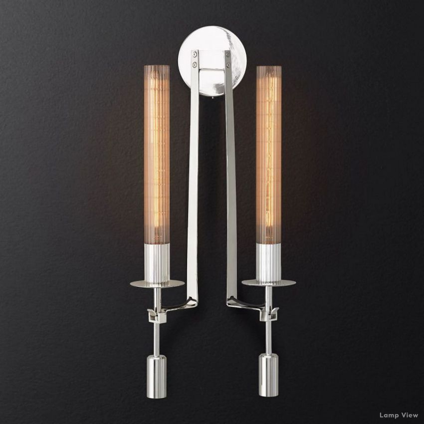 Fontanelle Modernist Glass Double Wall Sconce