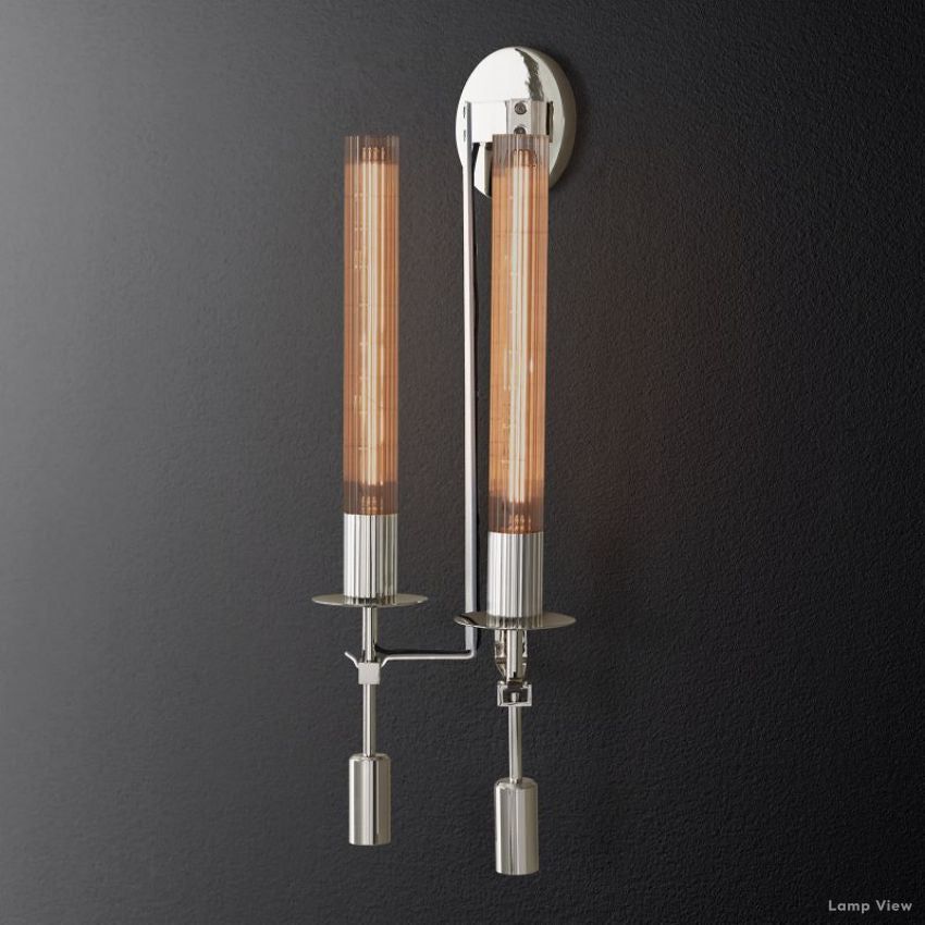 Fontanelle Modernist Glass Double Wall Sconce