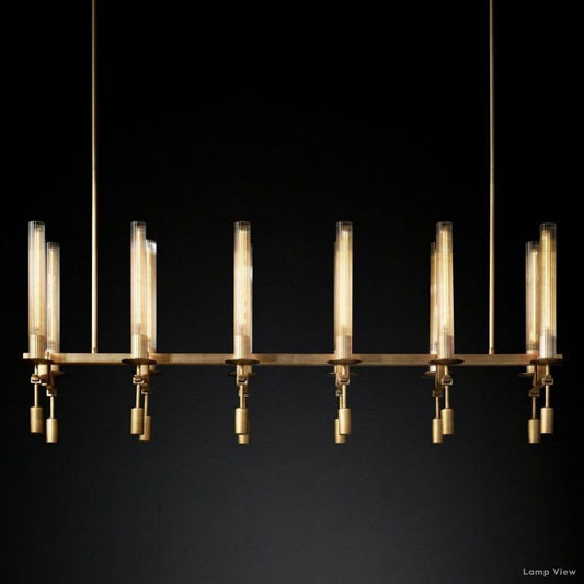 Fontanelle Modernist Glass Linear Chandelier 54"