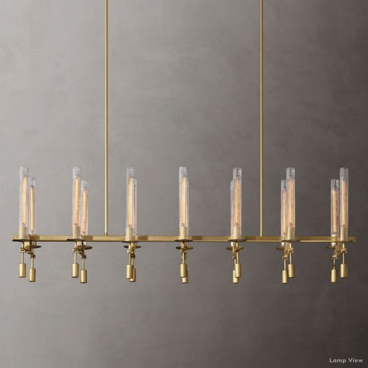 Fontanelle Modernist Glass Linear Chandelier 66"