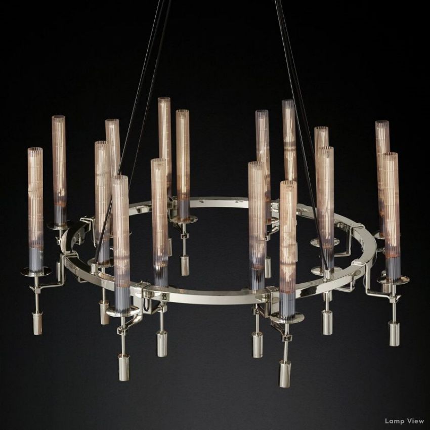 Fontanelle Modernist Glass Round Chandelier 46"