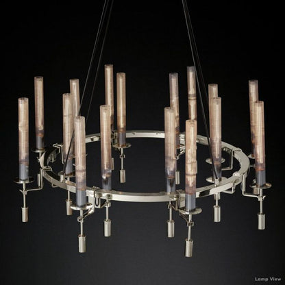 Fontanelle Modernist Glass Round Chandelier 46"