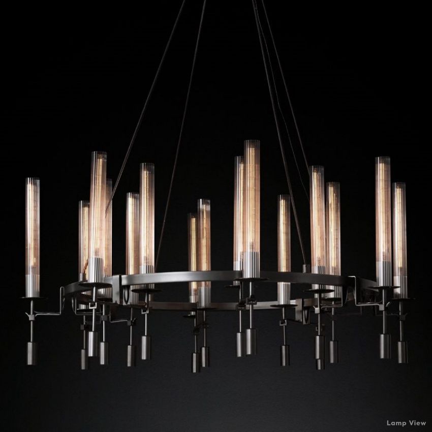 Fontanelle Modernist Glass Round Chandelier 46"