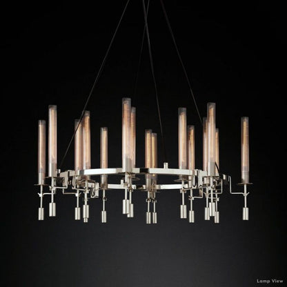 Fontanelle Modernist Glass Round Chandelier 46"