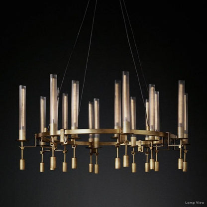 Fontanelle Modernist Glass Round Chandelier 46"