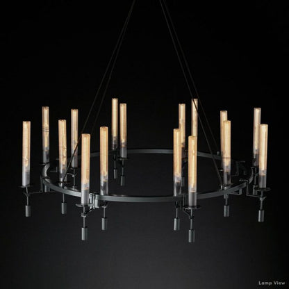 Fontanelle Modernist Glass Round Chandelier 58"