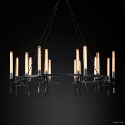 Fontanelle Modernist Glass Round Chandelier 58"