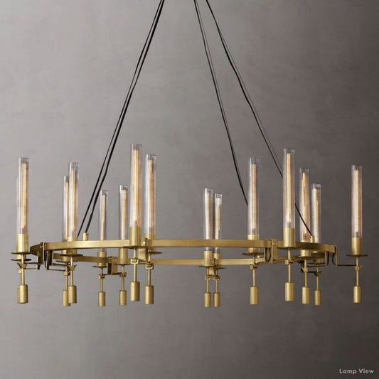 Fontanelle Modernist Glass Round Chandelier 58"