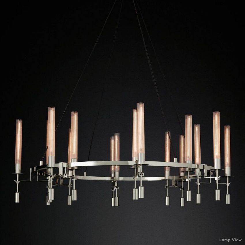 Fontanelle Modernist Glass Round Chandelier 58"