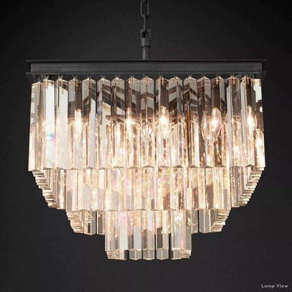 Odeon Fringed Crystal Square Chandelier 22"