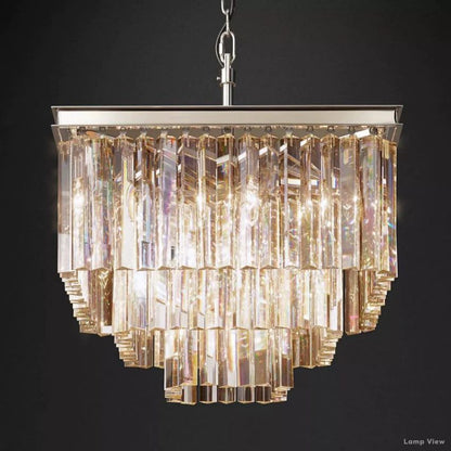 Odeon Fringed Crystal Square Chandelier 22"
