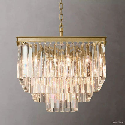 Odeon Fringed Crystal Square Chandelier 22"