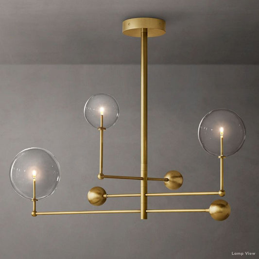 Callene Offset Globe Three-Arm Chandelier 46"