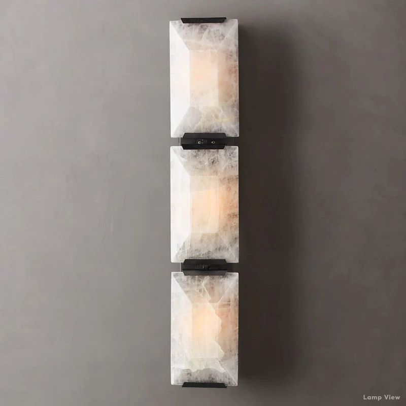 Harlow Mitered Calcite Triple Wall Sconce