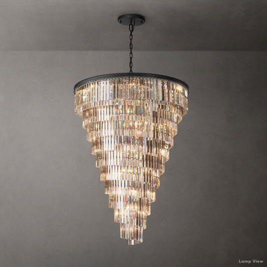 Odeon Fringed Crystal Helix Chandelier