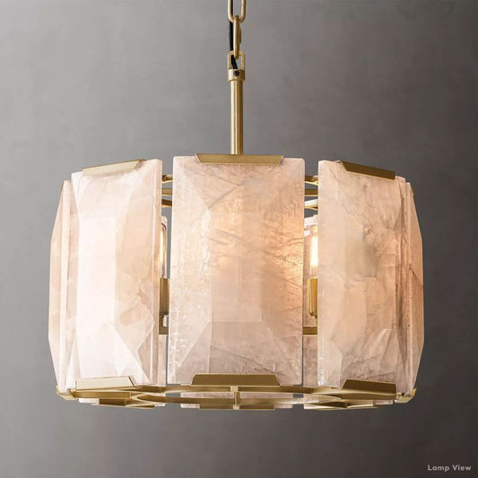 Harlow Mitered Calcite Round Chandelier 19"