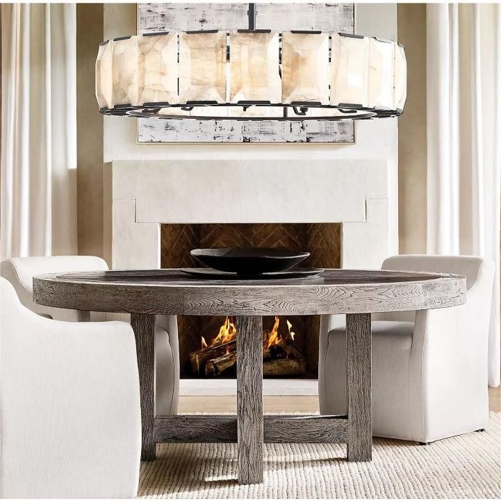Harlow Mitered Calcite Round Chandelier 60"