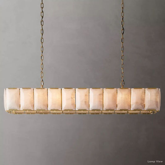 Harlow Mitered Calcite Rectangle Chandelier 74"