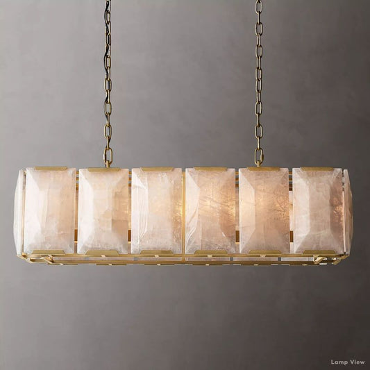 Harlow Mitered Calcite Rectangle Chandelier 42"