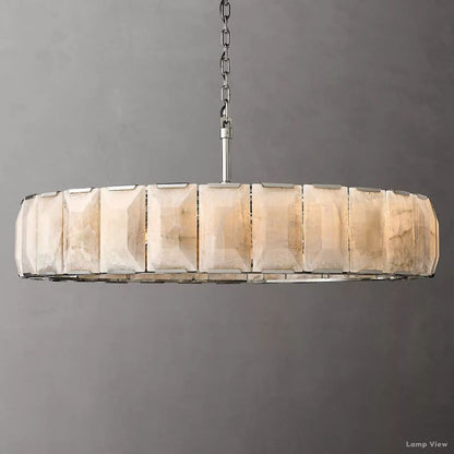 Harlow Mitered Calcite Round Chandelier 60"