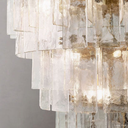 Lattice Cast Glass Tiered Round Chandelier 36"