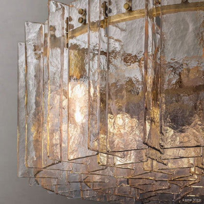 Lattice Cast Glass Round Chandelier 60"