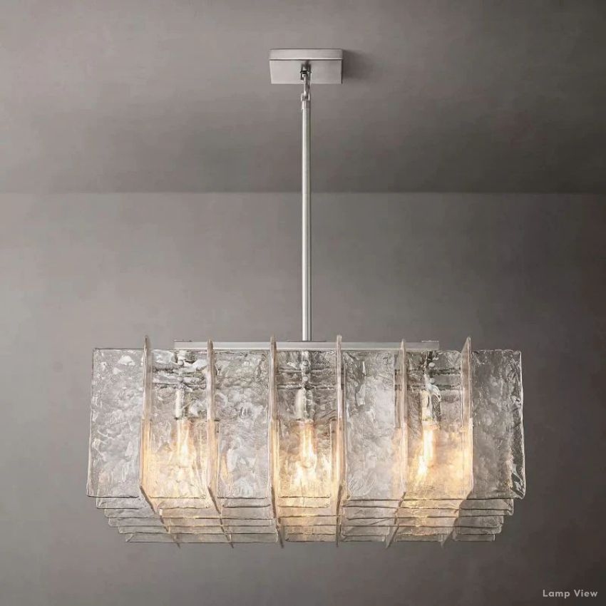 Lattice Cast Glass Square Chandelier 37"
