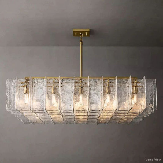 Lattice Cast Glass Square Chandelier 60"