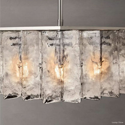 Lattice Cast Glass Square Chandelier 60"