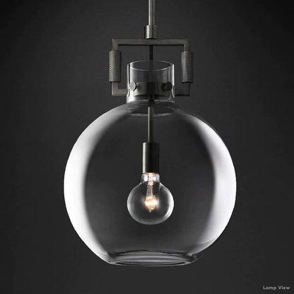 Machinist Glass Globe Pendant Light